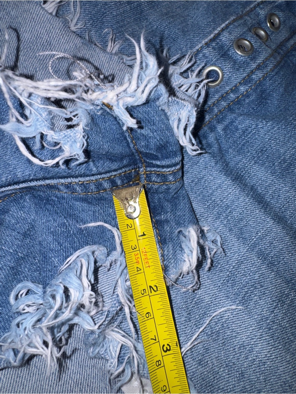 Free People Barcelona Nights Short Size 31 Mid Rise Denim Shorts Grommet Detail - Picture 7 of 8